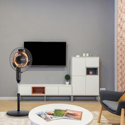 Ventilator de podea cu încălzitor 35 W/2000 W/230 V, diametru 40 cm, negru