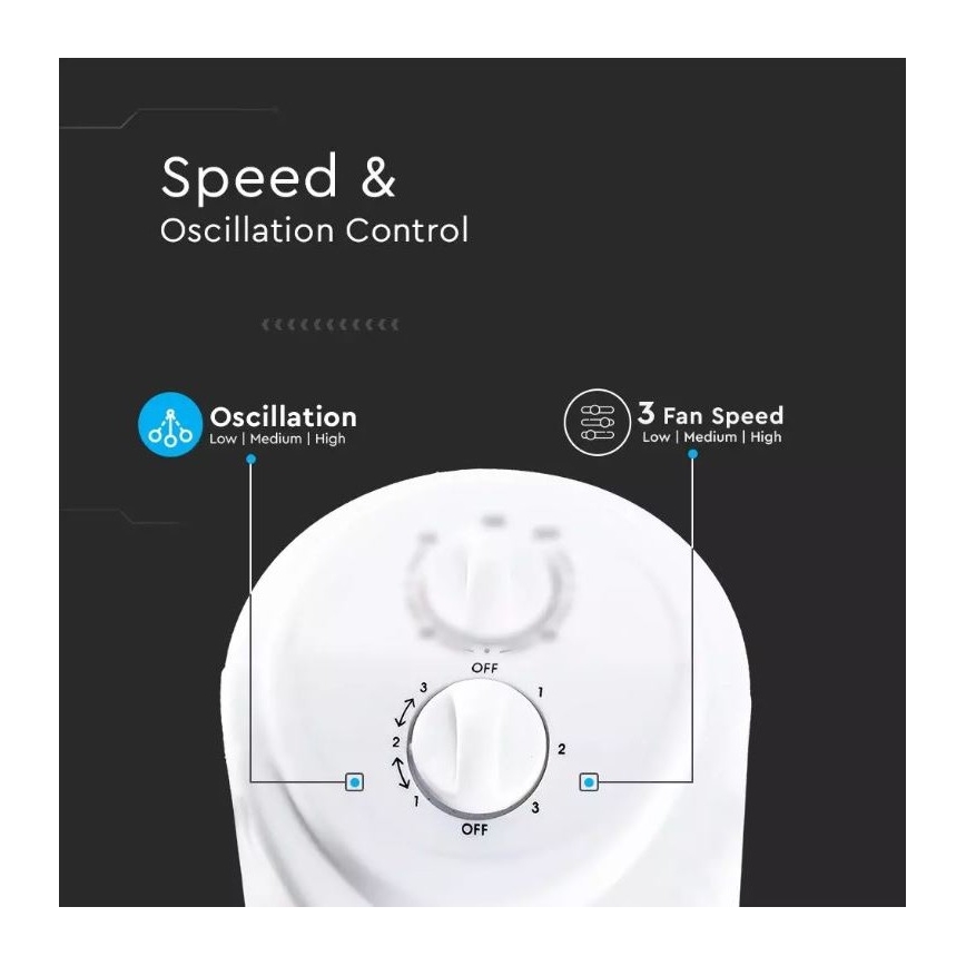 Ventilator de podea cu temporizator 45W/230V alb
