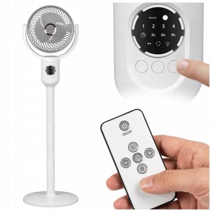 Ventilator de podea reîncărcabil cu iluminare LED, LED/4,8W/5V USB, 7200 mAh, alb + telecomandă