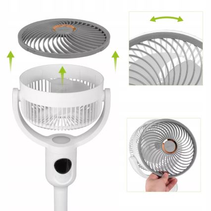Ventilator de podea reîncărcabil cu iluminare LED, LED/4,8W/5V USB, 7200 mAh, alb + telecomandă