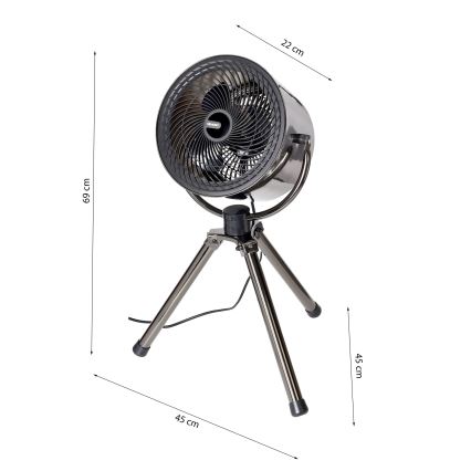 Ventilator de podea TRIPOD 40W/230V Ø 45 cm negru