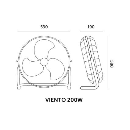 Ventilator de podea VIENTO 200W/230V, crom lucios
