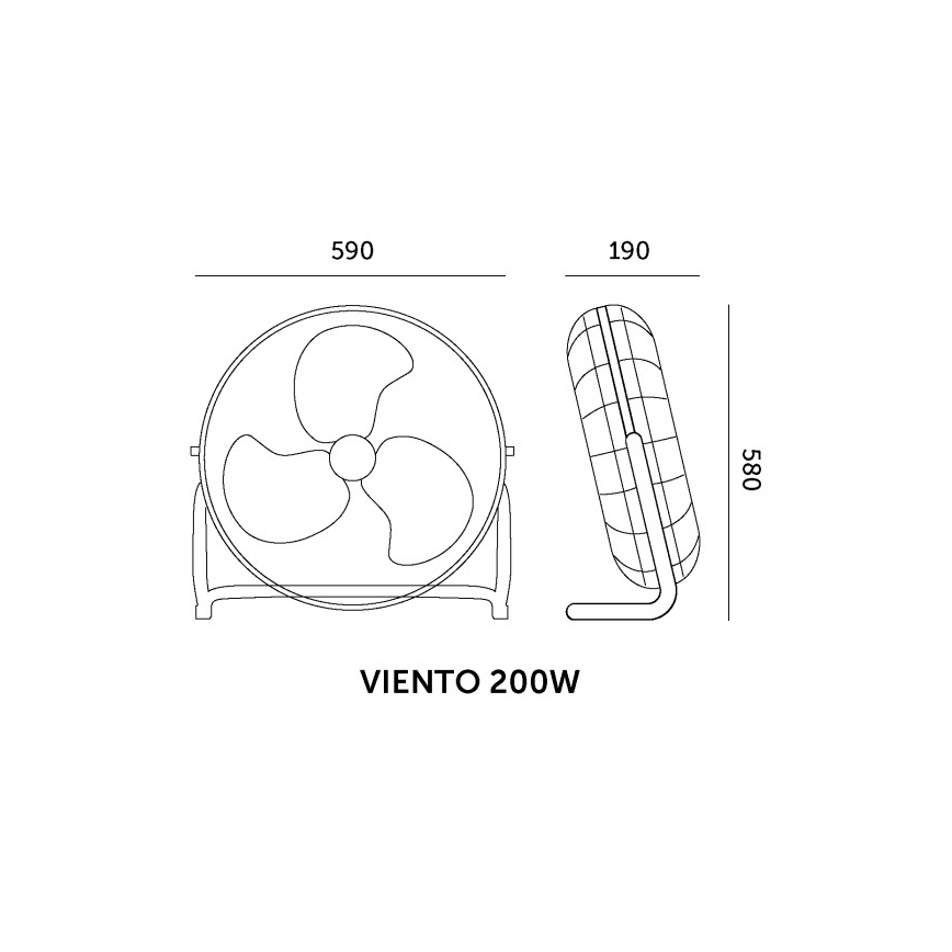 Ventilator de podea VIENTO 200W/230V, crom lucios