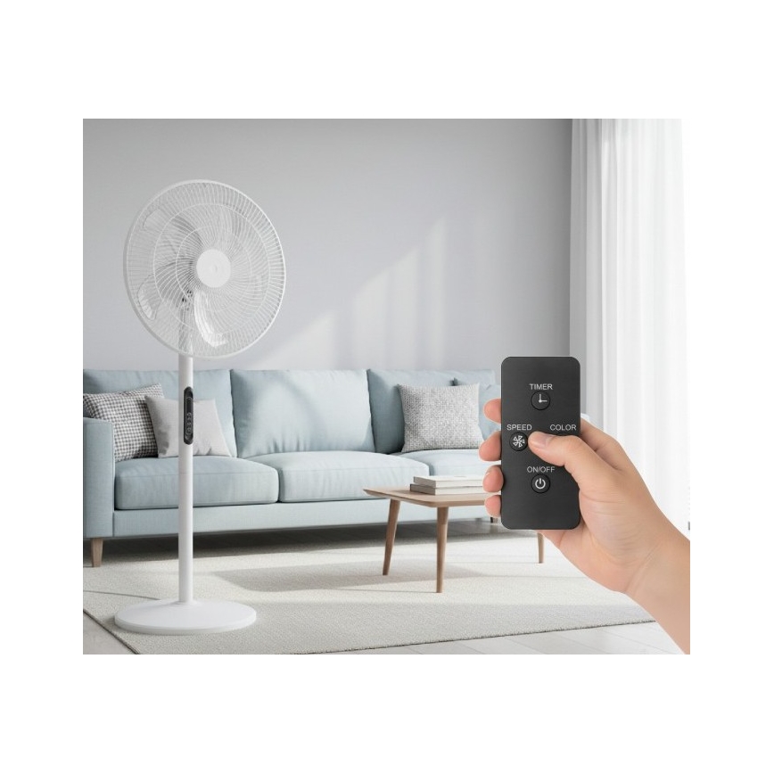 Ventilator de podea VIENTO-R 40W/230V, alb, cu telecomandă