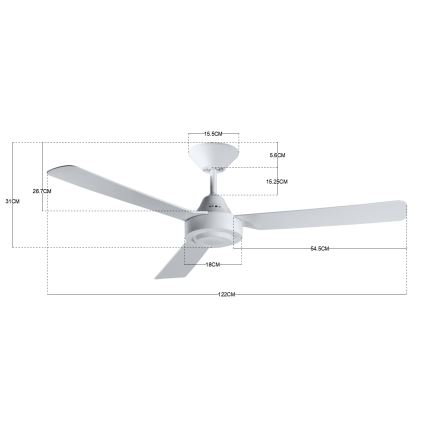 Ventilator de tavan BAYSIDE 213015 CALYPSO alb