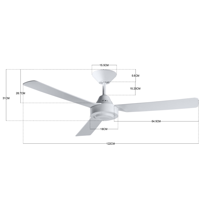 Ventilator de tavan BAYSIDE 213015 CALYPSO alb