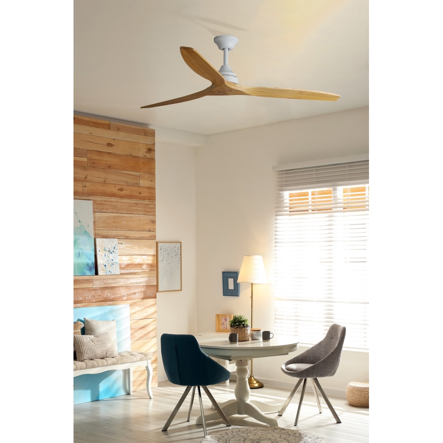 Ventilator de tavan FARO 33728DC ALO L lemn/alb d. 152 cm + telecomandă