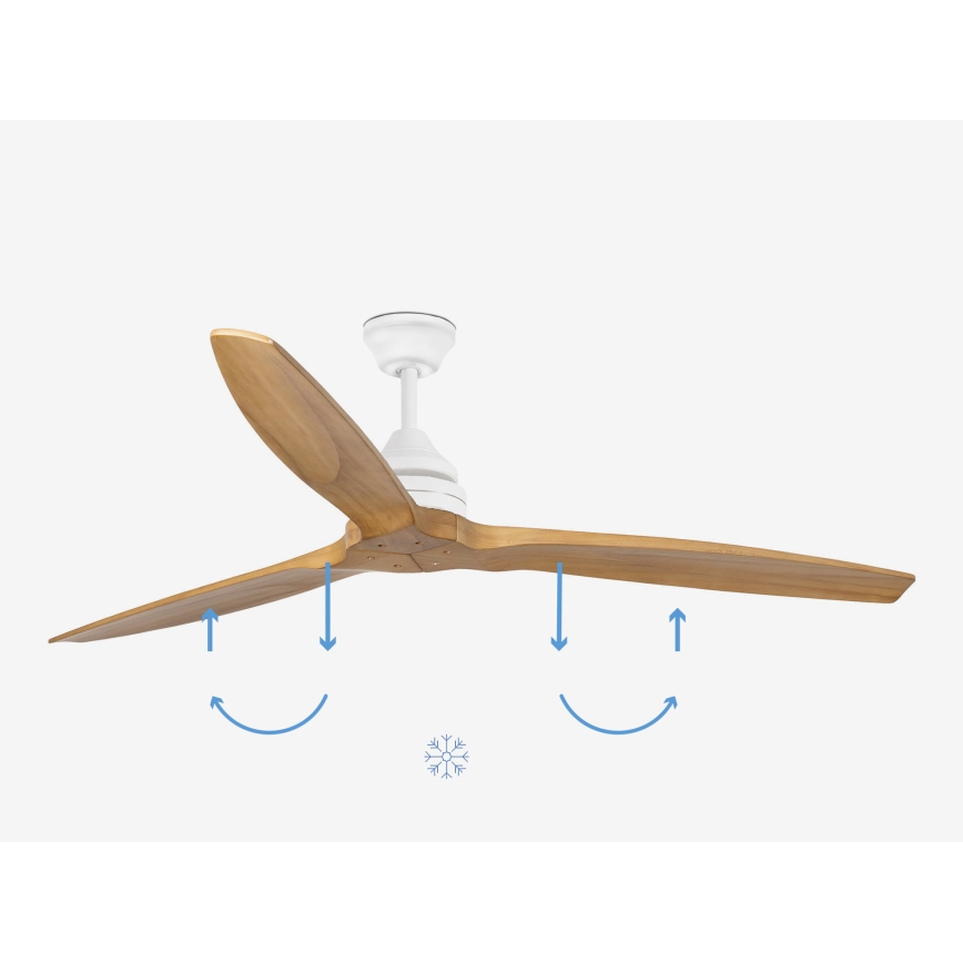 Ventilator de tavan FARO 33728DC ALO L lemn/alb d. 152 cm + telecomandă