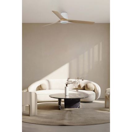 Ventilator de tavan FARO 33829 PUNT TUB M maro/alb d. 130 cm + telecomandă