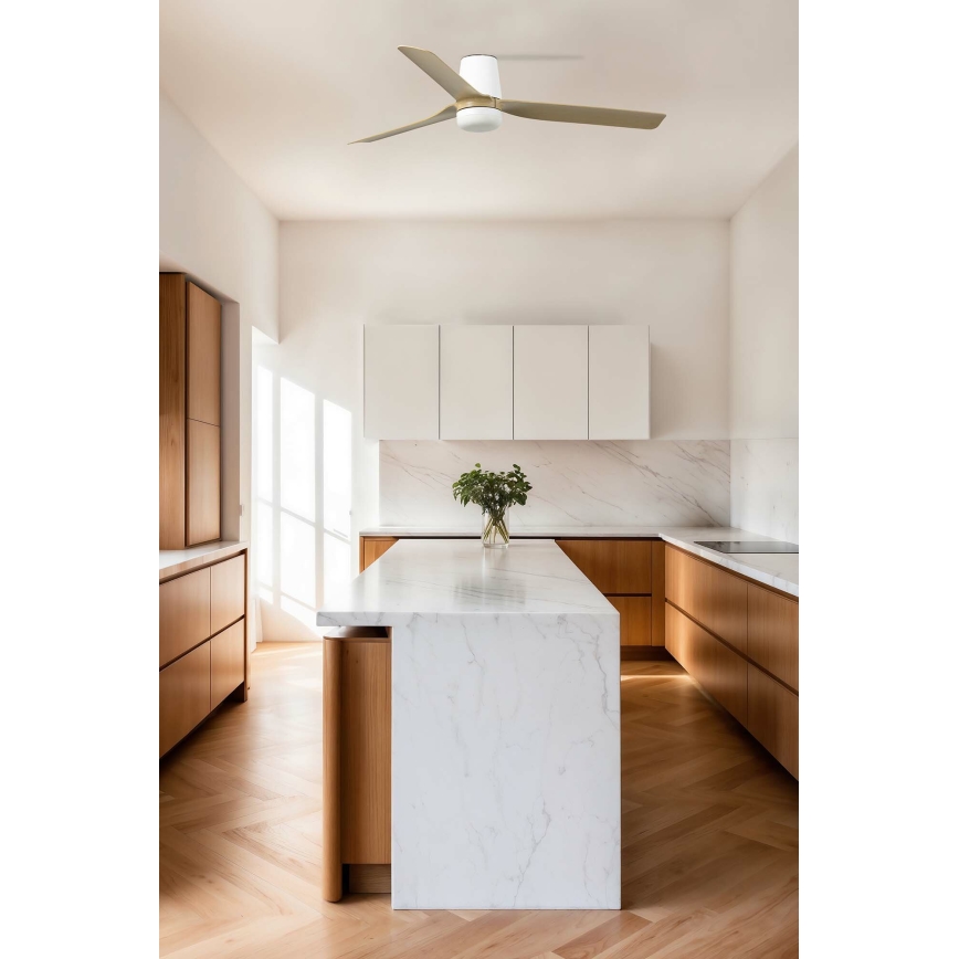 Ventilator de tavan FARO 33829 PUNT TUB M maro/alb d. 130 cm + telecomandă