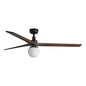 Ventilator de tavan FARO 34276WT-11L KLIM L 1xE27/15W/230V lemn/negru d. 150 cm Wi-Fi Tuya + telecomandă