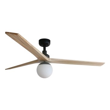 Ventilator de tavan FARO 34282WT-11L KLIM L 1xE27/15W/230V lemn/negru d. 150 cm Wi-Fi Tuya + telecomandă