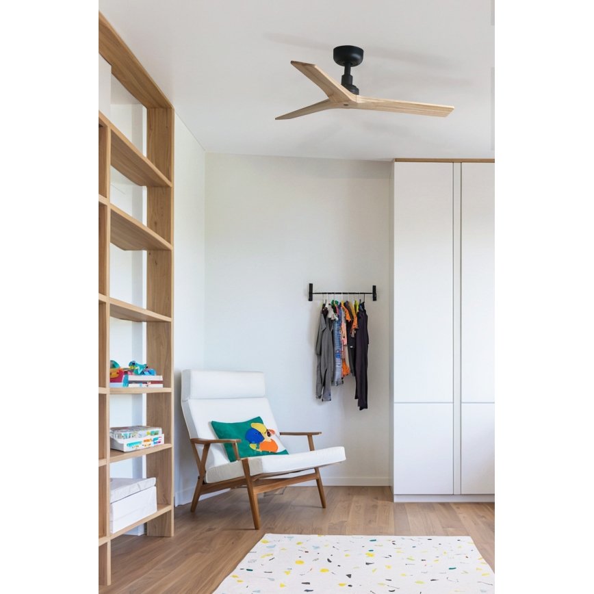 Ventilator de tavan FARO 34284 KLIM S maro/negru d. 92,5 cm + telecomandă