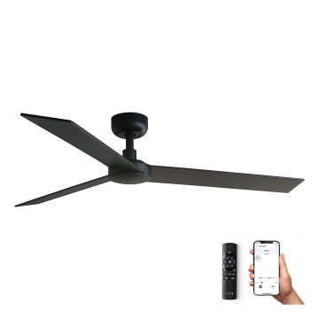 Ventilator de tavan FARO 34298WP RUDDER L negru d. 132 cm SMART + telecomandă