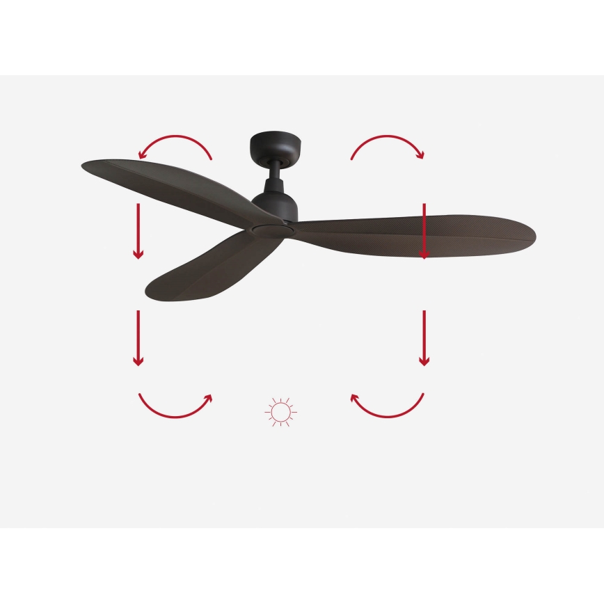 Ventilator de tavan FARO 34301 PALMA maro d. 129 cm IP44 + telecomandă