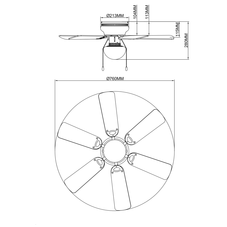 Ventilator de tavan GLOBO 1xE27/60W/230V