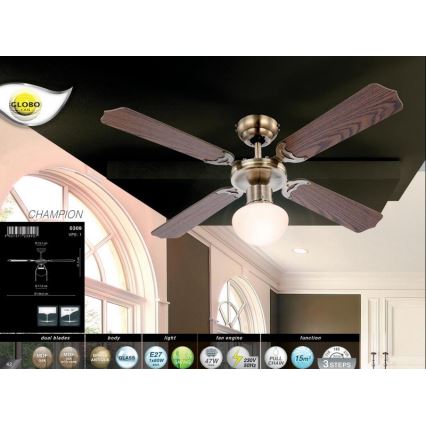 Ventilator de tavan Globo 1xE27/60W/230V