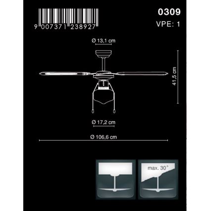 Ventilator de tavan Globo 1xE27/60W/230V