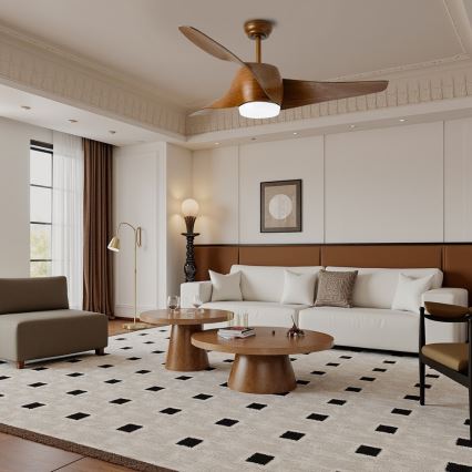 Immax NEO 07286L - Ventilator de tavan LED WAVE LED/18W/230V Wi-Fi Tuya maro, diametru 132 cm + telecomandă