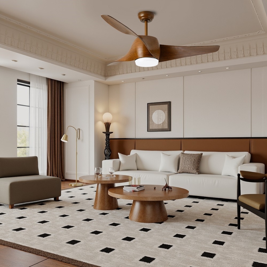 Immax NEO 07286L - Ventilator de tavan LED WAVE LED/18W/230V Wi-Fi Tuya maro, diametru 132 cm + telecomandă