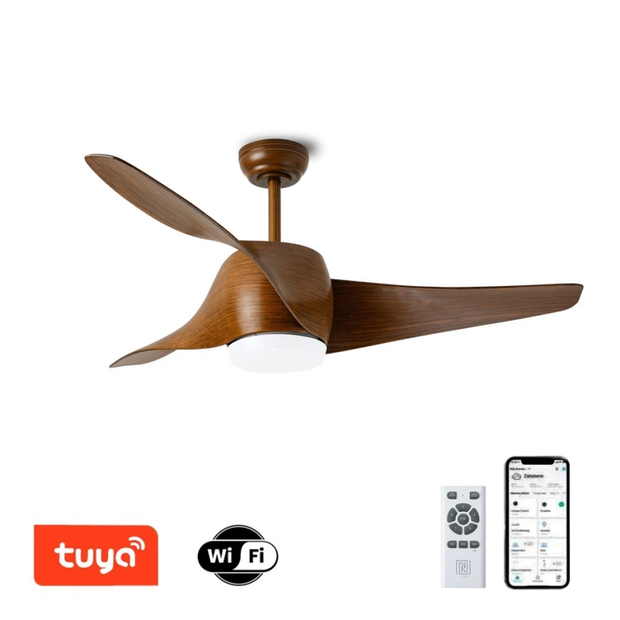 Immax NEO 07286L - Ventilator de tavan LED WAVE LED/18W/230V Wi-Fi Tuya maro, diametru 132 cm + telecomandă