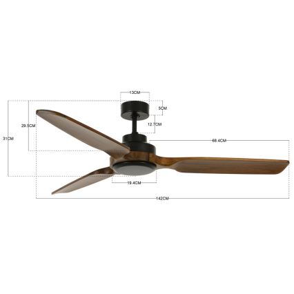 Ventilator de tavan Lucci air 213051 SHOALHAVEN negru/maro
