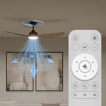 Philips - Ventilator de tavan cu LED reglabil OLAS LED/24W/230V Ø 132 cm negru/maro + telecomandă