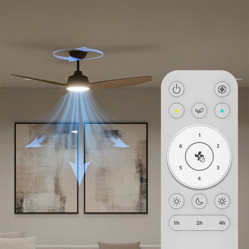 Philips - Ventilator de tavan cu LED reglabil OLAS LED/24W/230V Ø 132 cm negru/maro + telecomandă