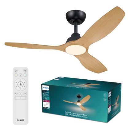 Philips - Ventilator de tavan cu LED reglabil OLAS LED/24W/230V Ø 132 cm negru/maro + telecomandă