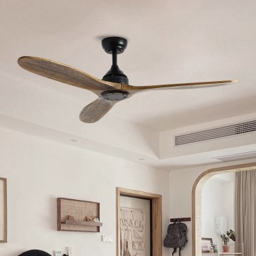 Ventilator de tavan ZEVENTI LAURIA Wi-Fi Tuya negru/stejar + telecomandă