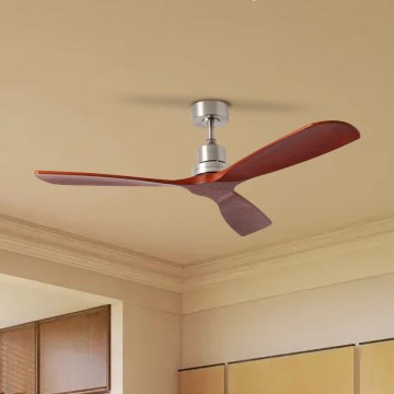 Ventilator de tavan ZEVENTI LIONI Wi-Fi Tuya crom mat/stejar + telecomandă