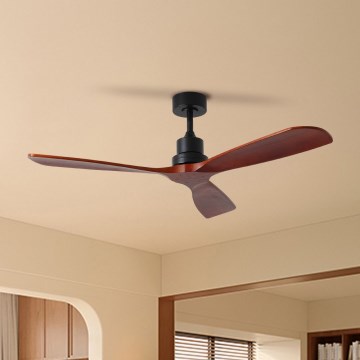 Ventilator de tavan ZEVENTI LIONI Wi-Fi Tuya negru/stejar + telecomandă
