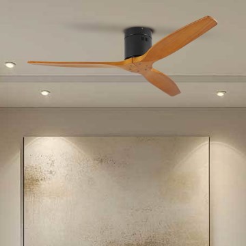 Ventilator de tavan ZEVENTI SPELLO Wi-Fi Tuya negru/stejar + telecomandă