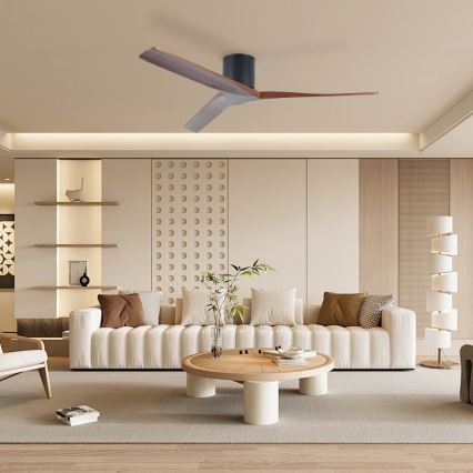 ZEVENTI - Ventilator de tavan VELLON Wi-Fi Tuya negru/nuc + telecomandă