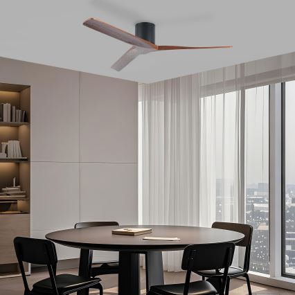 ZEVENTI - Ventilator de tavan VELLON Wi-Fi Tuya negru/nuc + telecomandă