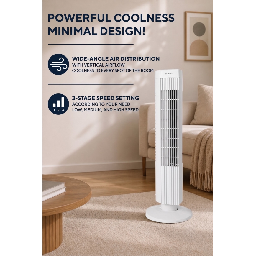 Ventilator în coloană 50W/230V alb
