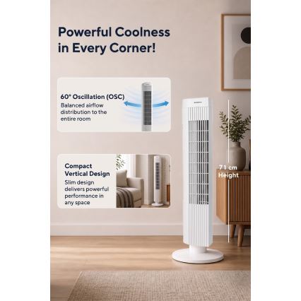 Ventilator în coloană 50W/230V alb