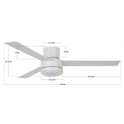 Ventilator LED de tavan BAYSIDE 213037 LAGOON GX53/17W/230V alb + telecomandă