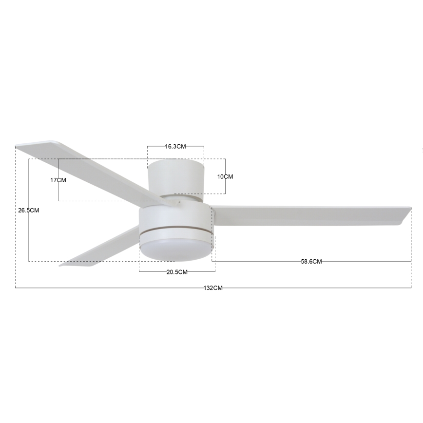 Ventilator LED de tavan BAYSIDE 213037 LAGOON GX53/17W/230V alb + telecomandă
