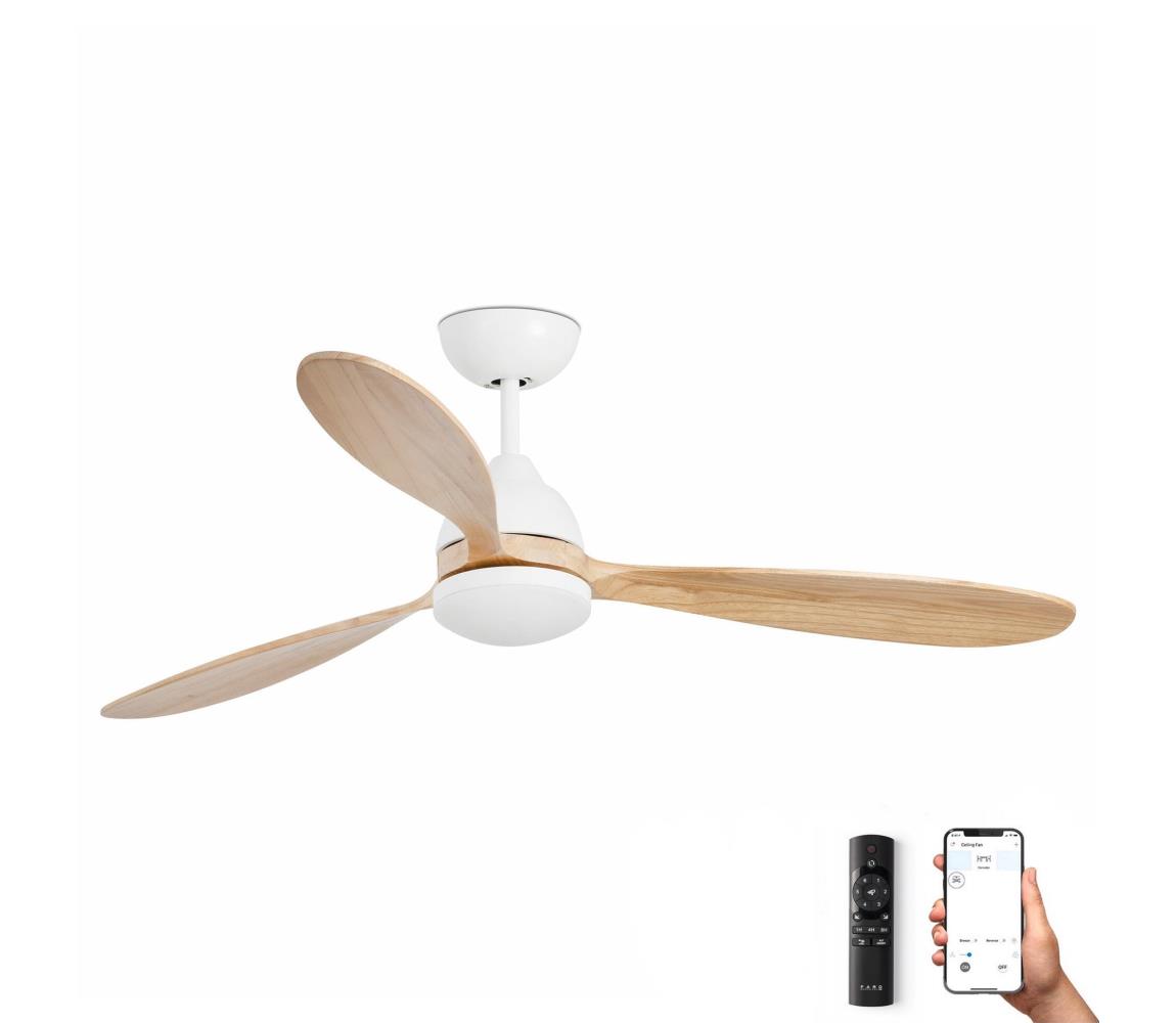 lator LED de tavan POROS LED/19W/230V lemn/alb Wi-Fi FARO 33524WP + telecomandă