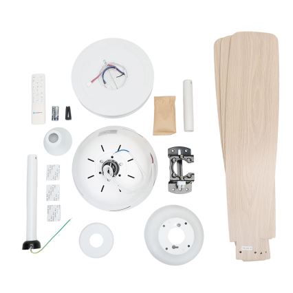 Ventilator LED dimabil Aigostar LED/20W/230V 2700-6500K 132 cm alb/bej + telecomandă