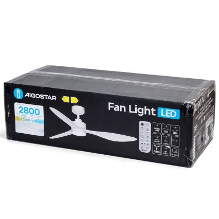 Ventilator LED dimabil de tavan Aigostar LED/20W/230V 2700-6500K 132 cm alb + telecomandă