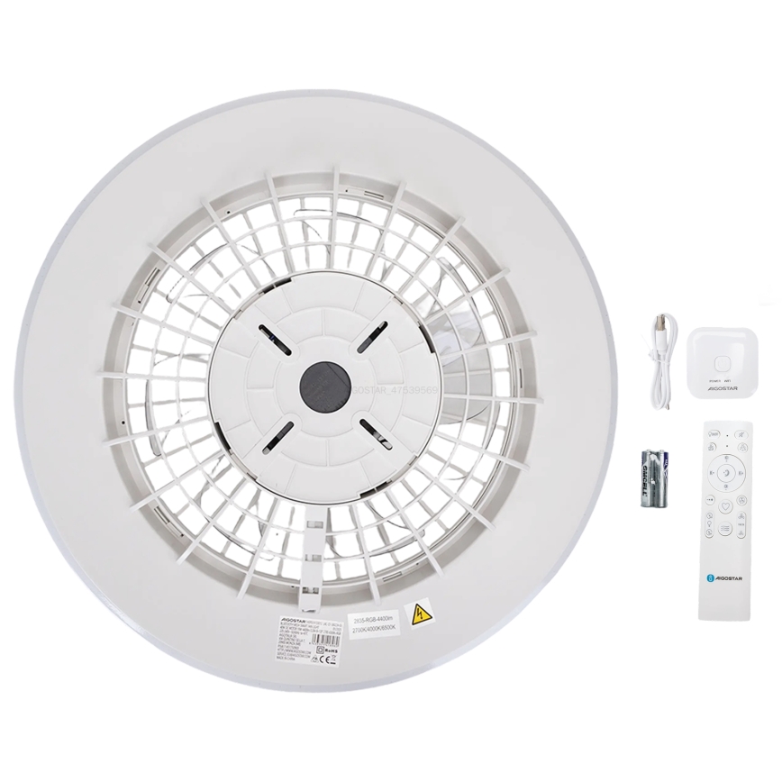 Plafonieră LED dimabilă cu ventilator Aigostar LED/40W/230V 2700-6500K d. 48,5 cm alb + telecomandă