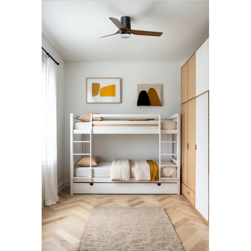 Ventilator LED dimabil de tavan FARO 33835WT-1TW MINI PUNT TUB S LED/10W/230V 2700/4000/6000K maro/negru d. 90 cm Wi-Fi Tuya + telecomandă