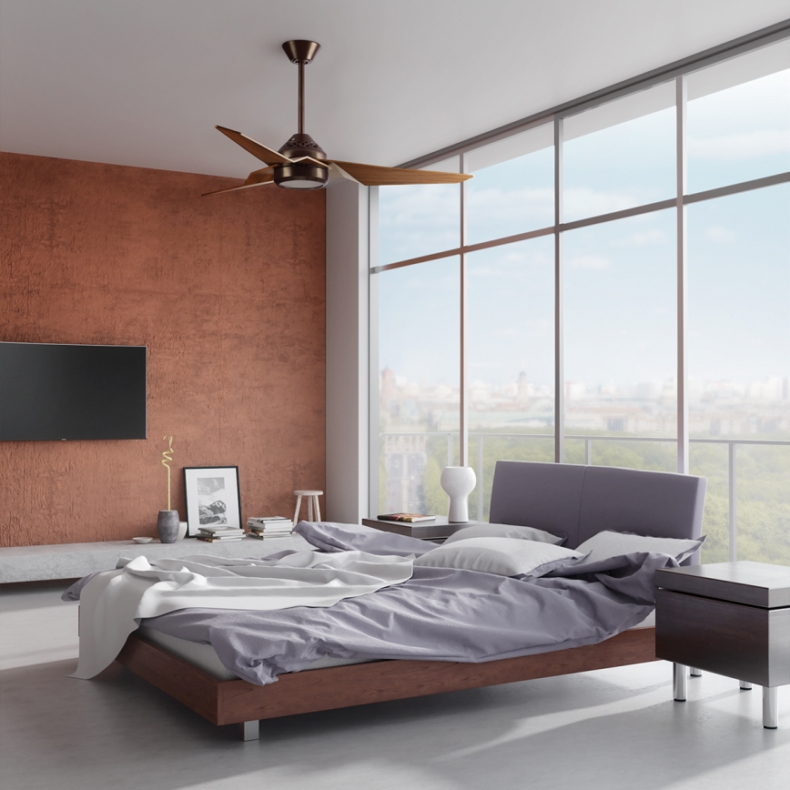 Ventilator LED dimabil de tavan Kichler JADE 18W/230V maro + telecomandă