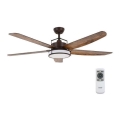 Ventilator LED dimabil de tavan Lucci Air 213175 LOUISVILLE 1xGX53/58W/230V maro + telecomandă
