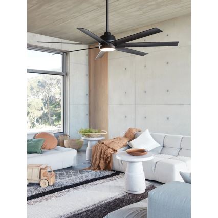 Ventilator LED dimabil de tavan Lucci Air 21318349 ATLANTA 1xGX53/12W/230V d. 142 cm negru + telecomandă
