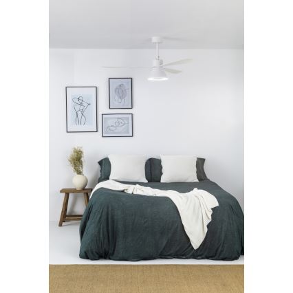 Ventilator LED dimabil de tavan FARO 33760WT-22 AMELIA L CONE LED/20W/230V 2700/3500/5000K alb d. 132 cm Wi-Fi Tuya + telecomandă