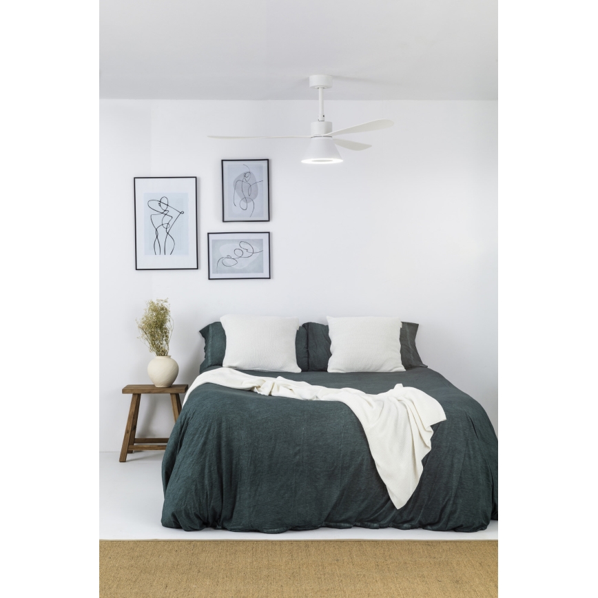 Ventilator LED dimabil de tavan FARO 33760WT-22 AMELIA L CONE LED/20W/230V 2700/3500/5000K alb d. 132 cm Wi-Fi Tuya + telecomandă
