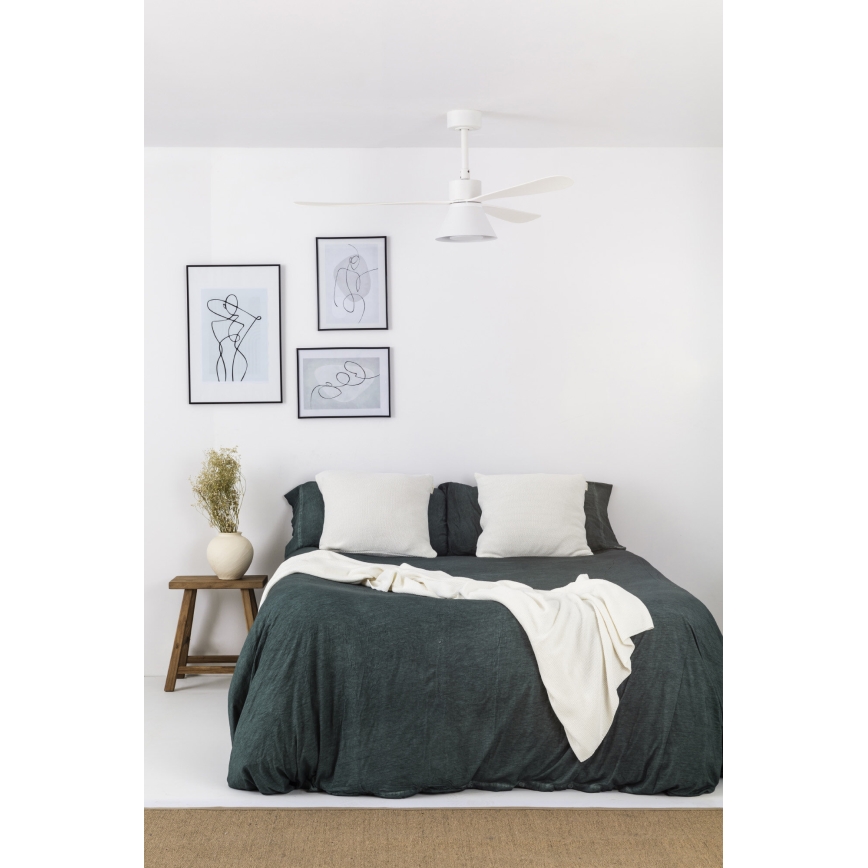 Ventilator LED dimabil de tavan FARO 33760WT-22 AMELIA L CONE LED/20W/230V 2700/3500/5000K alb d. 132 cm Wi-Fi Tuya + telecomandă